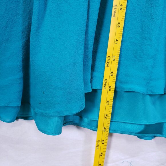 Aidan Mattox 100% Silk Strapless Formal Prom Gown Turquoise Maxi Dress Size 10 - Picture 4 of 16